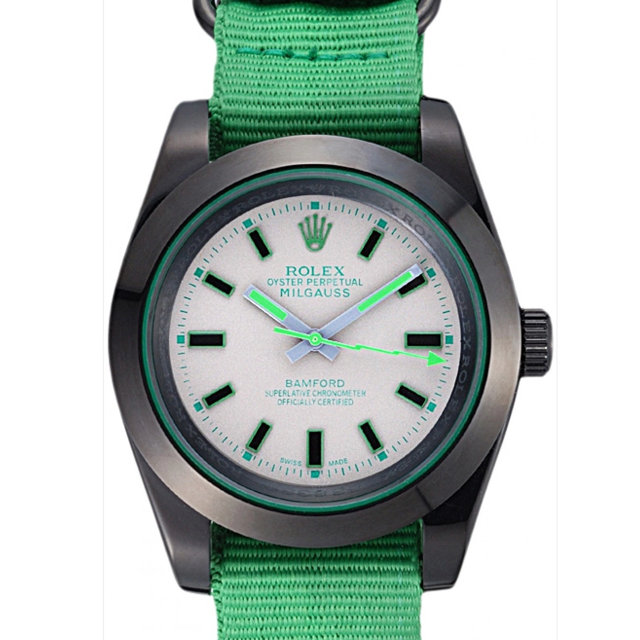 AAA replica watch Strap Milgauss Bamford 622004 Green Rolex Nylon 0723